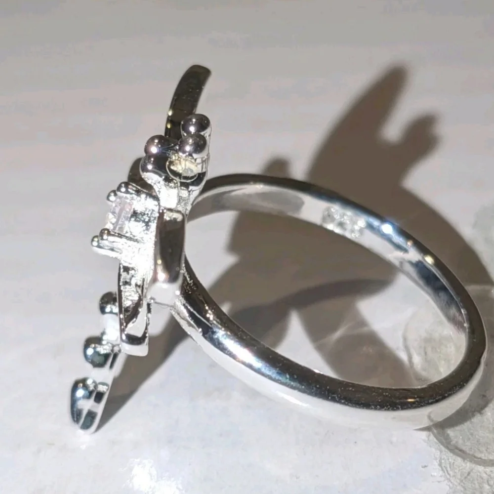 Vintage Women's Quality 925 Sterling Silver CZ Diamond  Dragonfly Ring  Size 5